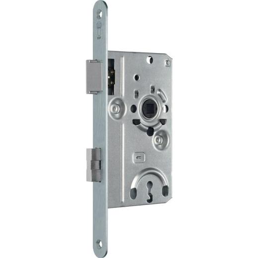 SSF - Mortise lock faceplate 20 mm, round, DIN right, latch and deadbolt made of die-cast zinc