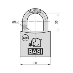 Hangslot VHS 630, beugel 9 mm - Aluminium