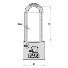 Hangslot VHS 630H, beugel 6 mm - Aluminium