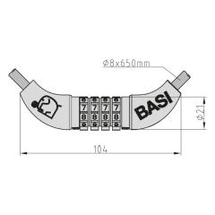 Spiraalkabelslot met 4-cijferig combinatieslot | Lengte 65 cm - Diameter 8 mm