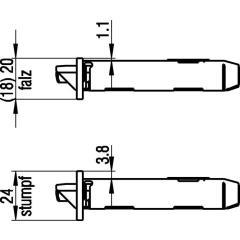 BKS - Insteekslotplaat 18 mm, rond, DIN rechts, klink en bout van kunststof