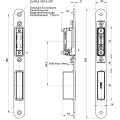 SSF - Insteekslot met magneetslot, voorplaat roestvrij staal 24 mm, rond, DIN links/rechts