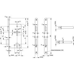 BKS - Front door mortise lock B-0024, 20/65 mm, PZW Version, round faceplate, DIN right