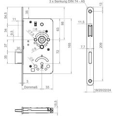 SSF - Insteekslot met magneetsluiting, voorplaat roestvrij staal 20 mm, rond, DIN links/rechts